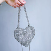 Sac messager portable en verre acrylique argenté tissé lourd et artisanal tendance